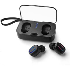 Cuifati TI8S bezvadu Bluetooth austiņas, pārnēsājamas mini sporta austiņas ar pārnēsājamu mini uzlādes kārbu, ergonomiskas caurspīdīgas stereo austiņas riteņbraukšanai un skriešanai (melnas)