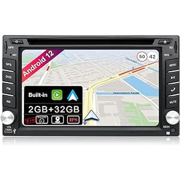 JOYX Android 10 Double DIN automašīnas radio — 2G + 32G — atpakaļgaitas kameras ārējais mikrofons bez maksas — 6,2 collas — atbalsta GPS navigācijas DAB stūres vadība 4G WiFi Bluetooth 5.0 Mirrorlink Carplay