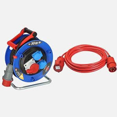 Brennenstuhl Garant CEE 1 V2 IP44 kabeļa spole (CEE Cable Reel 30 m, Ražots Vācijā, IP44) un Brennenstuhl BREMAXX® CEE pagarinātājs (10 m, Var izmantot līdz -35 °C, Ražots Vācijā, IP44)