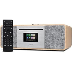 LEMEGA MSY5 DAB radio ar CD atskaņotāju, WiFi interneta radio ar Bluetooth Hi-Fi kompakto stereosistēmu, Spotify Connect, FM radio, USB lādētājs, pulksteņa modinātājs, tālvadības pults un lietotņu vadība - White Oak