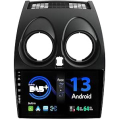 SXAUTO — Iebūvēts DAB — Android 12 IPS automašīnas radio piemērots Nissan Qashqai J10 (2006.–2015. gads) — Iebūvēts Carplay/Android Car/DSP — LED kamera + MIC — 4G + 64G — AHD 360 kameras SWC ātra palaišana — 2 DIN 9 c