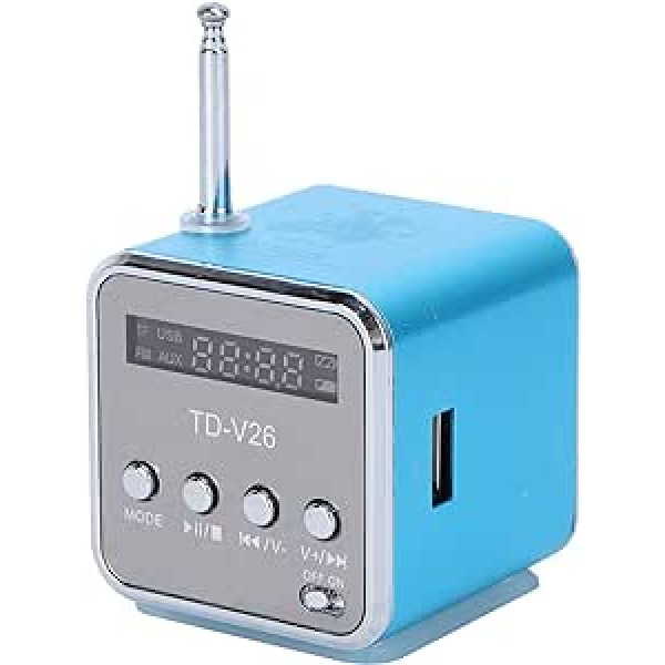 iplusmile Td-V26 digitālais skaļrunis mini skaļrunis FM radio stereo MP3 MP4 mūzikas atskaņotāja atbalsts Micro SD / Tf karte / USB / disks / FM (zils)