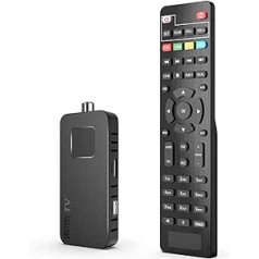 DCOLOR Decoder DVBT2 Digital Receiver Terrestre Mini HDMI Stick HD1080P H.265 HEVC 10 Bit, Supports Dolby Audio and Multimedia USBPVR [2in1 Remote Control Included]