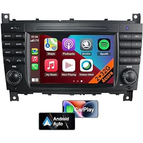 7 collu skārienekrāna jauninājums Android 13 automašīnas radio priekš Mercedes Benz C-Class W203 CLC 2004-2007, automašīnas stereo sistēma ar WiFi, GPS, USB, Bluetooth un stūres vadību (4 kodolu 2 GB+32 GB)