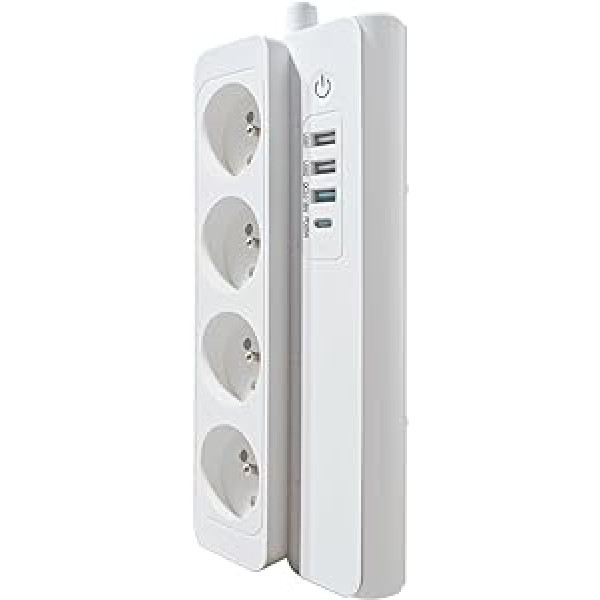 UseeLink WiFi viedās strāvas sloksnes pārsprieguma aizsardzības ligzda C tips 20 W uzlādes ports 3. USB-A 220 V 16 A 3500 W viens slēdzis, nav nepieciešams centrmezgls. Savietojams ar Alexa Google Assistant