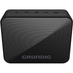 GRUNDIG Solo+ Black — Bluetooth skaļrunis, skaņas kaste, 3,5 W RMS jauda, 30 metru darbības rādiuss, vairāk nekā 20 stundu atskaņošanas laiks, Bluetooth 5.3, šļakatām drošs korpuss (IPX5), melns