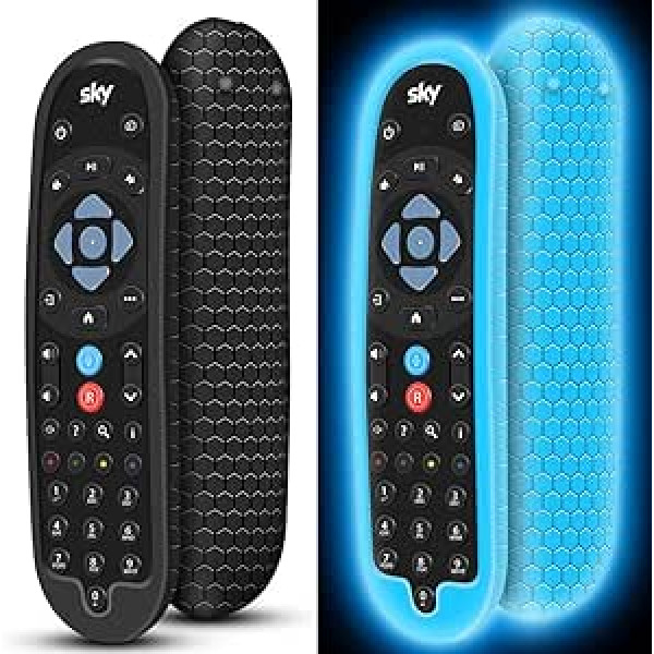 2 Pack Sky Q Bluetooth tālvadības pults EC201 EC202 2020 Silikona aizsargapvalks Sky Q tālvadības pults korpusam Baterijas aizsardzība Universāls Nomaiņa Melns Gaiši zils