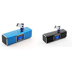 Musicman MA Soundstation stereo skaļrunis ar iebūvētu akumulatoru un LCD displeju Blue & MA Sound Station stereo skaļrunis ar iebūvētu akumulatoru un melnu LCD displeju