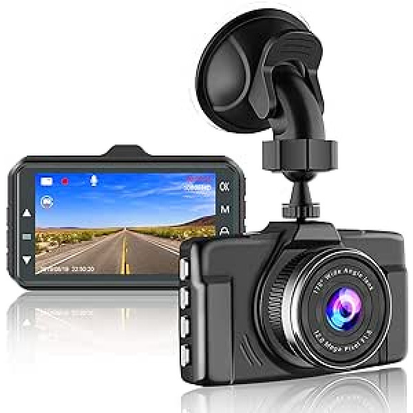 CHORTAU Dash Cam 1080P FHD automašīnas paneļa kamera 3 collu paneļa kamera ar nakts redzamību, 170° platleņķis, parkošanās monitors, cilpas ierakstīšana