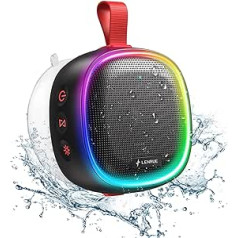 Bluetooth skaļrunis ar RGB gaismu, LENRUE IPX7 ūdensizturīgs bezvadu skaļruņu mūzikas kaste ar 360° True Stereo tehnoloģiju, 20H akumulators, piesūceknis, pārnēsājama Bluetooth skaļruņu kaste dušai, mobilais tālrunis,