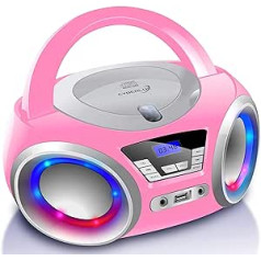 Nešiojamas CD grotuvas Boombox CD/CD-R USB FM radijas AUX-In ausinių lizdas CD grotuvas LED disko lemputės Vaikų radijas CD radijas CD radijas Kompaktiška stereo sistema