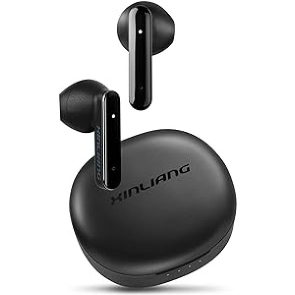 XINLIANG Bluetooth austiņas, bezvadu Bluetooth 5.3 austiņas ar ENC mikrofonu, ausīs ievietojamas austiņas 48 stundas, skārienvadība, HiFi stereo, vieglas un pārnēsājamas bezvadu austiņas, kas ir 100% pārstrādātas