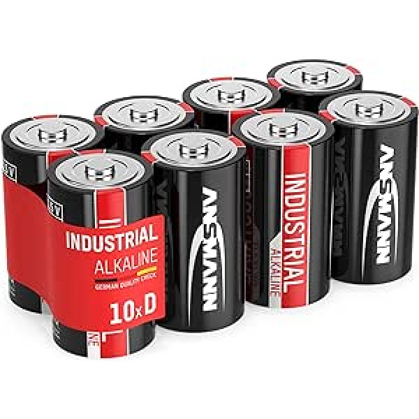 ANSMANN Industrial Alkaline Batterie Mono D LR20 Longlife professionelle Alkalinebatterie Industriebatterie für hohen Strombedarf (im 10er Pack) hohe Kapazität deckt hohen Strombedarf ab