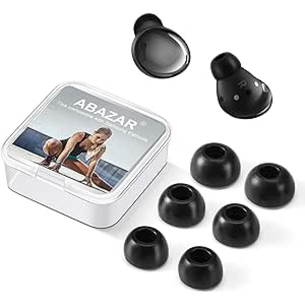 Atmiņas putu uzgaļi Samsung Galaxy Buds Pro, nesāp silikona ausu aizbāžņi, neslīdoši maināmi ausu spilventiņi, iederas uzlādes futrālī, trokšņu samazināšanas austiņas, 3 pāri (S/M/L, melns)