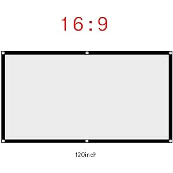 Tosuny 60–120 collu 16:9 pārnēsājams projekcijas ekrāns, salokāms, nesaburzīts projektora aizkaru ekrāns, divpusēja projekcija mājas kinozālei un āra kinozālei (120 collas)