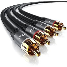 CSL - Stereo RCA Audio Cable - 5 m - 2 x RCA to 2 x RCA Audio Cable - AUX Inputs - Metal Plug Gold-Plated Cable Double Shielded