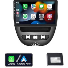 Hodozzy Android automašīnas radio priekš Toyota Aygo/Peugeot 107/Citroen C1 2005-2014 ar Carplay/Android Car, 10,1 collu automašīnas radio Bluetooth WiFi/GPS/HiFi/RDS/FM/USB operētājsistēmai iOS/Android