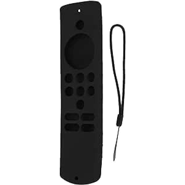 Silikona tālvadības pults vāciņa aizsardzība Fire TV Stick Lite, mīksts, ūdensnecaurlaidīgs, triecienizturīgs, fiksēts aizsargmaciņš ar auklu (melns komplekts)