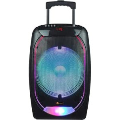 N-Gear Flash 1210 Sono Karaoke Bluetooth mobilais ratiņš 300 vatu MP3 atskaņotājs FM radio 2–5 stundu darbības laiks, melns