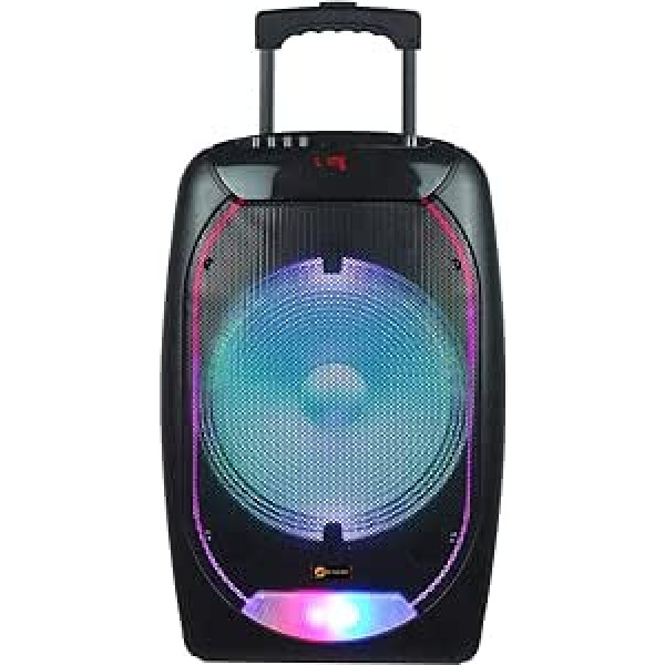 N-Gear Flash 1210 Sono Karaoke Bluetooth mobilais ratiņš 300 vatu MP3 atskaņotājs FM radio 2–5 stundu darbības laiks, melns