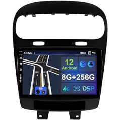 9 collu IPS 2 Din [8G+256G] Android 12 automašīnas radio priekš Dodge Journey Fiat Leap Freemont 2011-2020 atpakaļskata kamera + bezmaksas mikrofons - atbalsta Carplay DSP stūres vadību WiFi DAB BT GPS