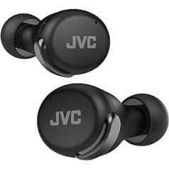 JVC HA-Z330T-B — kompaktas patiesas bezvadu austiņas, trokšņu slāpēšana, viegls, stilīgs dizains, BT 5.2, ūdensizturīgs (IPX4), 21 stunda atskaņošanas laiks, zema latentuma režīms spēlēm, (melns)