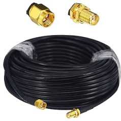 Boobrie RG58U SMA Male to SMA Female 128 Braided Pure Copper Cable 5M for Router Extension Cable WiFi Router 3G 4G LTE Wi-Fi Antenna Low Loss Router Wifi Wireless