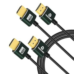 Thsucords Thin HDMI to HDMI Cable 10 m Pack of 2, Ultra Thin and Flexible HDMI Cable, Supports High Speed 4K @ 60Hz 18Gbps, 2160p 1080p