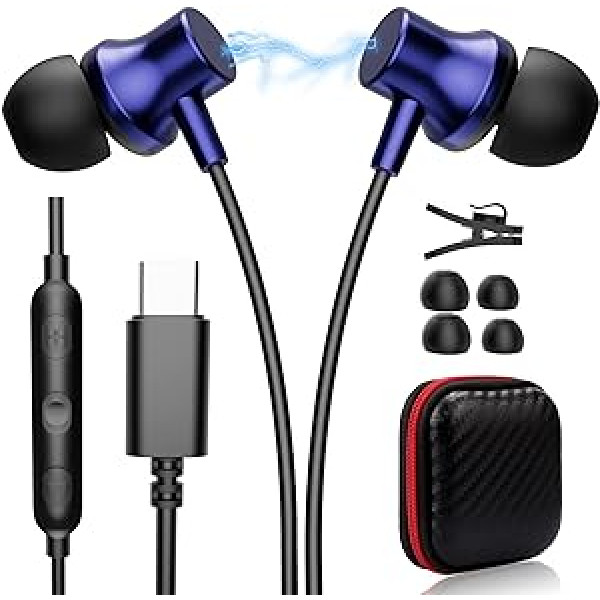 USB C austiņas tālrunim iPhone 15 Pro Max Samsung Galaxy A34 A54 S23 S22 USB C austiņas In-Ear C austiņas ar HiFi stereo magnētisko mikrofonu un skaļuma kontroli tālrunim Xiaomi 12 11T OnePlus 11 Pixel 7