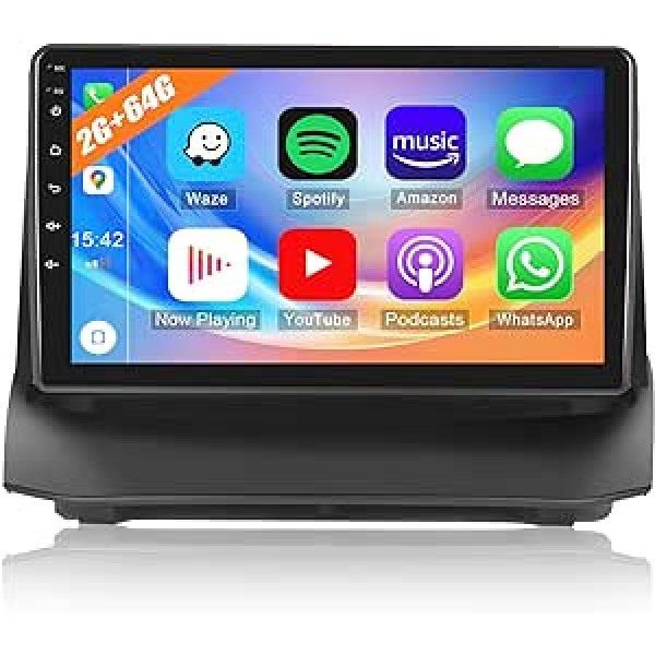 CAMECHO 2G + 32G Android 11 automašīnas radio ar satelīta navigācijas ierīci Ford Fiesta 2009-2014, dubultā DIN radio 9 collu ekrāns, ar Carplay Android Car RDS FM HiFi Bluetooth + atpakaļgaitas kameru