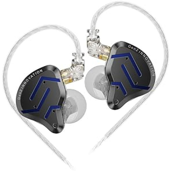 LINSOUL KZ ZSN PRO 2 iebūvējams auss monitors, 1BA+1DD hibrīda draivera HiFi austiņas IEM, vadu austiņas, noņemams sudrabots padziļināts 0,75 mm 2 kontaktu kabelis audiofiliem (melns, bez mikrofona)