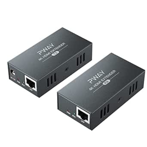 PWAY 4K HDMI paplašinātājs, izmantojot Ethernet, 100 m/328 ft pārraide, izmantojot Cat5e/6/7/8 tīkla kabeli, atbalsta vietējo, 4K@30HZ