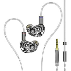 Yinyoo BLON BL-A8 ieliekamās austiņas, Metāla dobas HiFi austiņas ar 10 mm gaismas membrānu, dinamisku Drive Bass in-ear austiņas, 3D liešana, 2 kontaktu noņemamas vadu austiņas (mikrofons, pistole