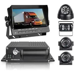 GISION MDVR komplekts 4 kanālu 1080P mobilais transportlīdzekļa DVR ierakstītājs G-sensors ar nakts redzamības ūdensizturīgu atpakaļskata kameru 7 collu VGA monitors kravas automašīnas skolas autobusam RVS motorhome