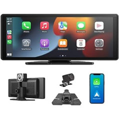 3T6B „Apple CarPlay“ ir „Android“ automobilis, nešiojamasis belaidis automobilinis radijas „Bluetooth“ su 4K Dash Cam priekiu, valdymas balsu, 10,26 colio HD jutiklinis ekranas, 1080P atbulinės eigos kamera, vaizdo kartojimas