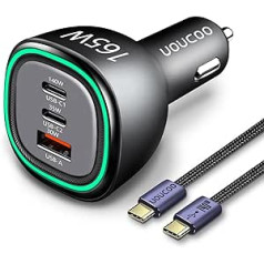 UOUCOO 165 W cigarešu šķiltavas USB C automašīnas lādētājs, PD3.1 140 W/PD3.0 100 W PPS45W automašīnas lādētājs USB C automašīnas lādētāja adapteris ātrais lādētājs MacBook Pro/Air, Samsung, iPhone15, C tipa planšetdatora klēp