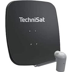 TechniSat SATMAN 65 PLUS satelītantena 2 abonentiem (65 cm satelīta spogulis ar masta stiprinājumu un UNYSAT-Twin LNB korpusā, kas aizsargā pret laikapstākļiem) Pelēka