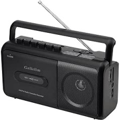 Gelielim CasetteTape Player Boombox AM/FM Radio Stereo, Portable Cassette Player Recorder with Headphone Jack, Battery Operated or AC Powered UK Plug (Brown1)