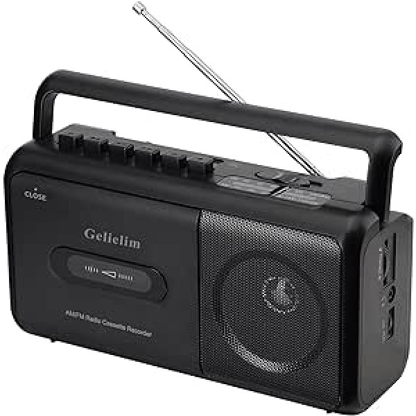 Gelielim CasetteTape Player Boombox AM/FM Radio Stereo, Portable Cassette Player Recorder with Headphone Jack, Battery Operated or AC Powered UK Plug (Brown1)