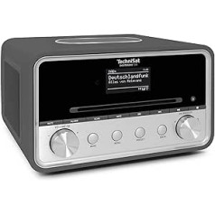 TechniSat DIGITRADIO 586 DAB+ hibrīda radio (interneta radio, FM, Bluetooth, Spotify, bezvadu uzlāde, lietotņu vadība, OLED displejs, USB, CD, MP3, AUX, 20 W, kompakta sistēma, tālvadības pults) Antracīts