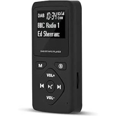Zunate portatīvais DAB radio, DAB/DAB+ kabatas digitālais radio uztvērējs, atbalsta FM radio/Bluetooth atskaņotāju/TF kartes MP3 atskaņotāju, Bluetooth MP3 atskaņotāju ar austiņām