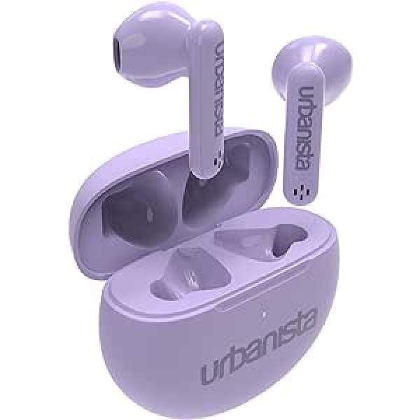 Urbanista Austin True bezvadu ausīs ievietojamas austiņas Bluetooth 5.3, IPX4 bezvadu austiņas ar diviem mikrofoniem, 20 stundu atskaņošanas laiks, skārienvadība, TWS USB C uzlādes futrālis, lavandas violets