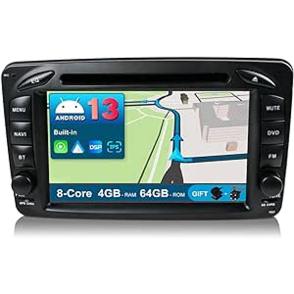 JOYX Android 10 automašīnas radio piemērots Benz ML W163/CLK W209/C-Class W203/SLKW170/E-Class W210/A-Class W168 - 4G+64G - Iebūvēts DSP+Carplay+Android Car - LED kamera Iekļauts SWC4G Bezvadu internets