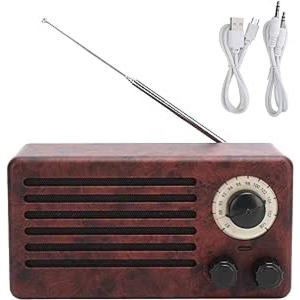 Retro Bluetooth skaļrunis, basa audio stereo zemfrekvences skaļrunis FM radio skaļrunis, vintage radio retro Bluetooth skaļruņu atbalsts AUX USB brīvroku komplekts (Peach Wood