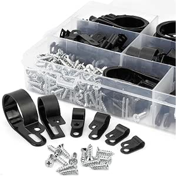 CVIUYO 200 Stück Nylon P Clips, Kunststoff Kabelklampen Kabelclip Klemmverschluss für Kabelmanagement (schwarz)