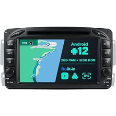 BXLIYER Android 12 IPS automašīnas radio, kas paredzēts Benz ML W163/CLK W209/C-Class W203/SLKW170/E-Class W210/A-Class W168 — iebūvēta CarPlay Android automašīna — kamera + mikrofons — 2G + 32G — 2 DIN — DSP DAB SWC ātrā sāknēšana