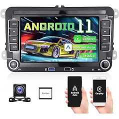 CAMECHO Android automašīnas radio priekš VW Golf 5 Golf 6 Polo Tiguan Touran T5 ar bezvadu Carplay/Android Car Double DIN ar navigācijas 7 collu ekrānu Bluetooth brīvroku komplekts FM + atpakaļgaitas kamera