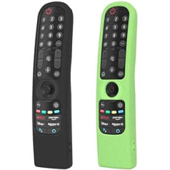 Iepakojumā 2 LG Magic Control 2022/2023 MR22GA/MR23GN Saderīgs ar tālvadības pulti LG TV, MR22GN, MR21GA, OLED QLED tālvadības pults futrālis, LG Smart TV Magic Control aizsargvāciņš (melns + zaļš)