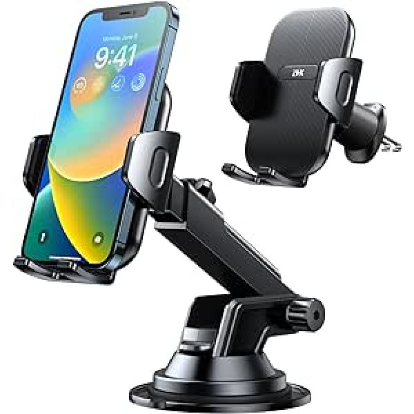 AHK Mobile Phone Holder Car Stable 3-in-1 Car Mobile Phone Holder Ventilation Suction Cup Universal Car Mobile Phone Holder Car 360° Rotatable Car Mount with 4-7 Inch for iPhone, Samsung, Huawei, Xiaomi, etc