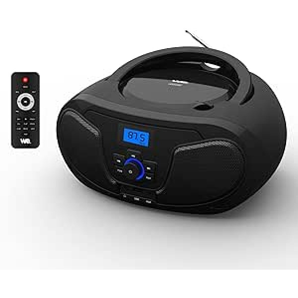 WE 2 x 2W CD USB MP3 Bluetooth radio ar tālvadības pulti - melns